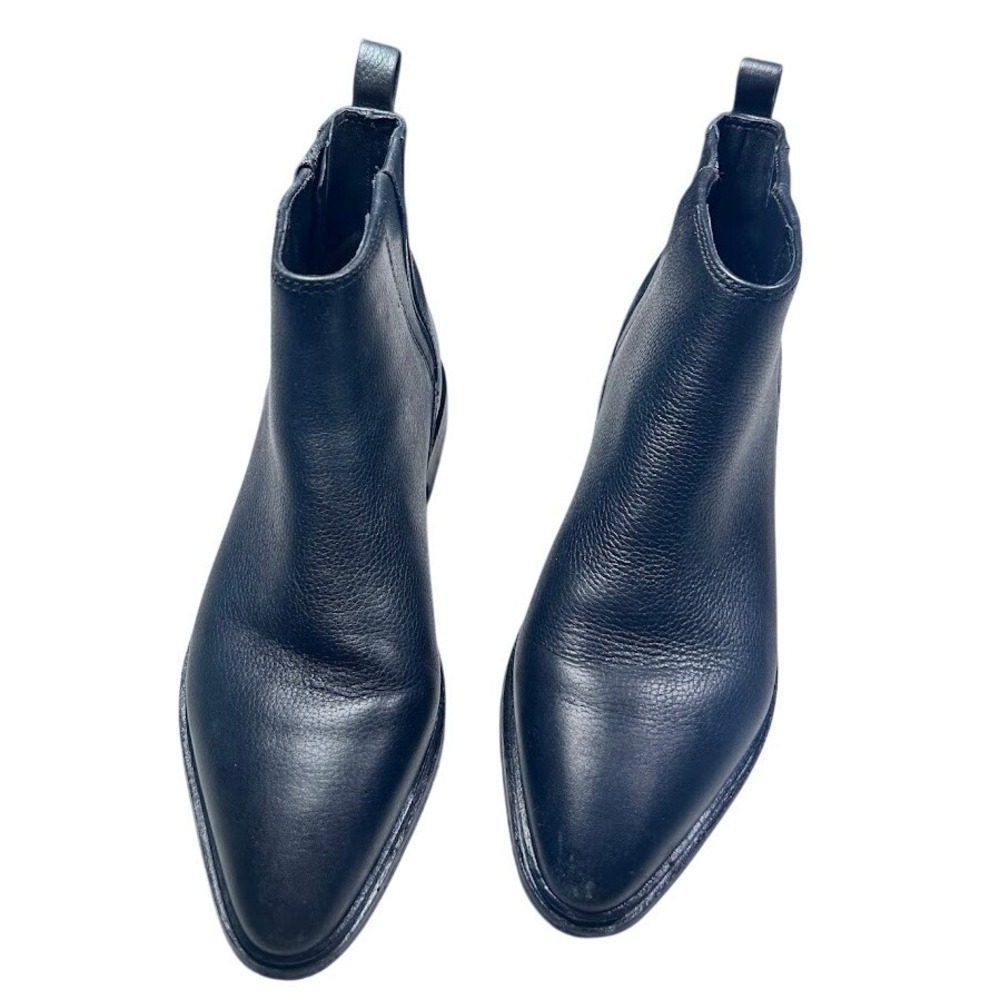 Via Spiga Womens Black Pebbled Leather Chelsea Ankle Boots‎ Low Heel Size 7